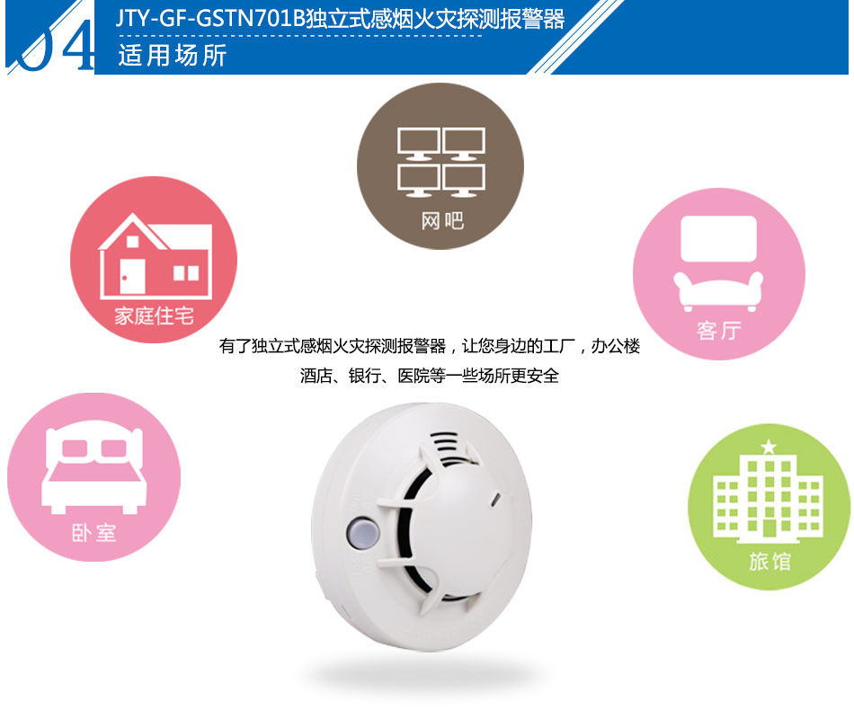 JTY-GF-GSTN701B獨立式光電感煙火災探測報警器應用場(chǎng)所