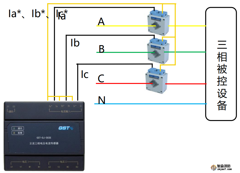 海灣交流三相電壓電流傳感器GST-DJ-S63E接線(xiàn)方式2